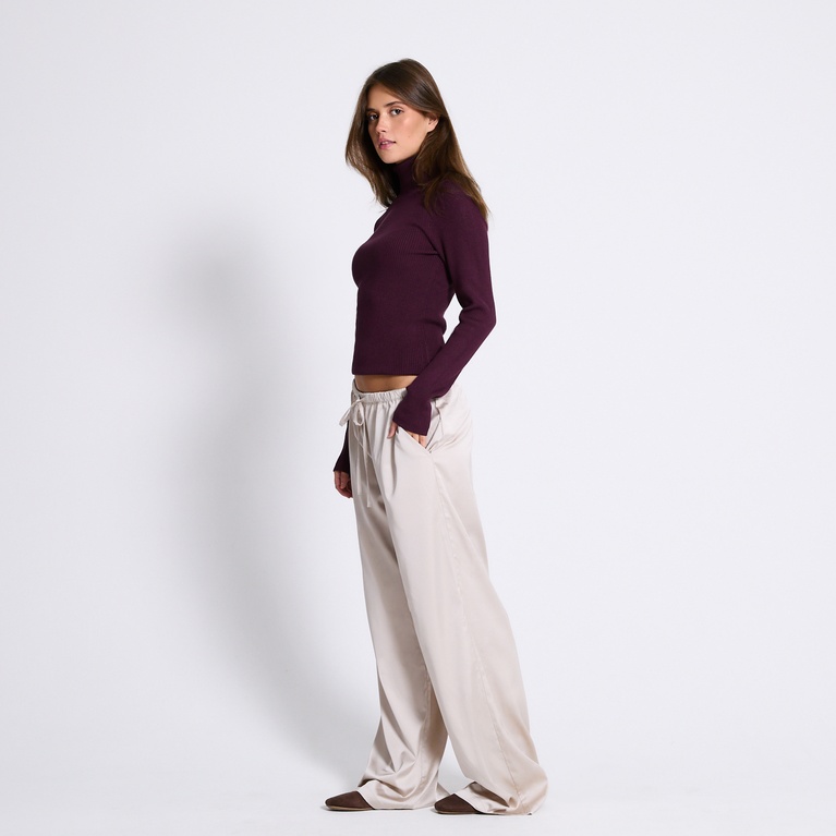Rib turtleneck sweater "Leyla" Plum